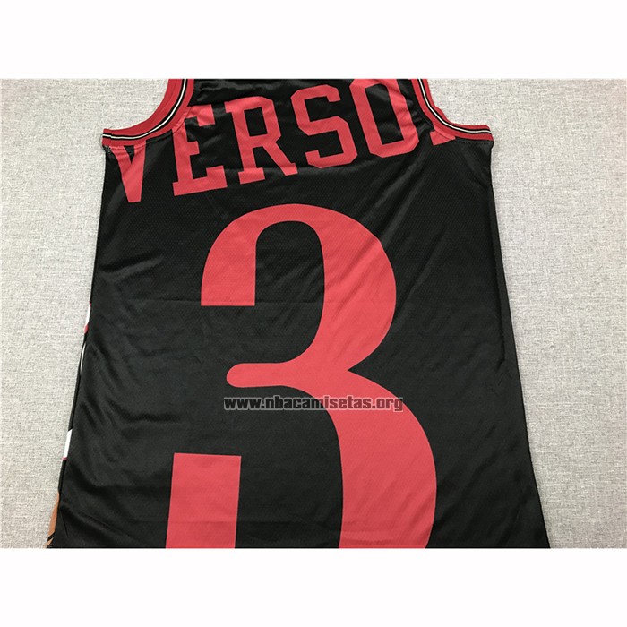 Camiseta Philadelphia 76ers Allen Iverson NO 3 Mitchell & Ness Big Face Negro